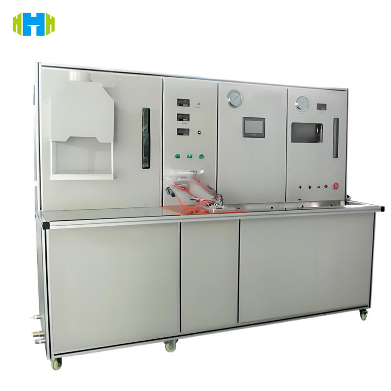 Left view of the comprehensive test bench for wall-mounted boiler parts